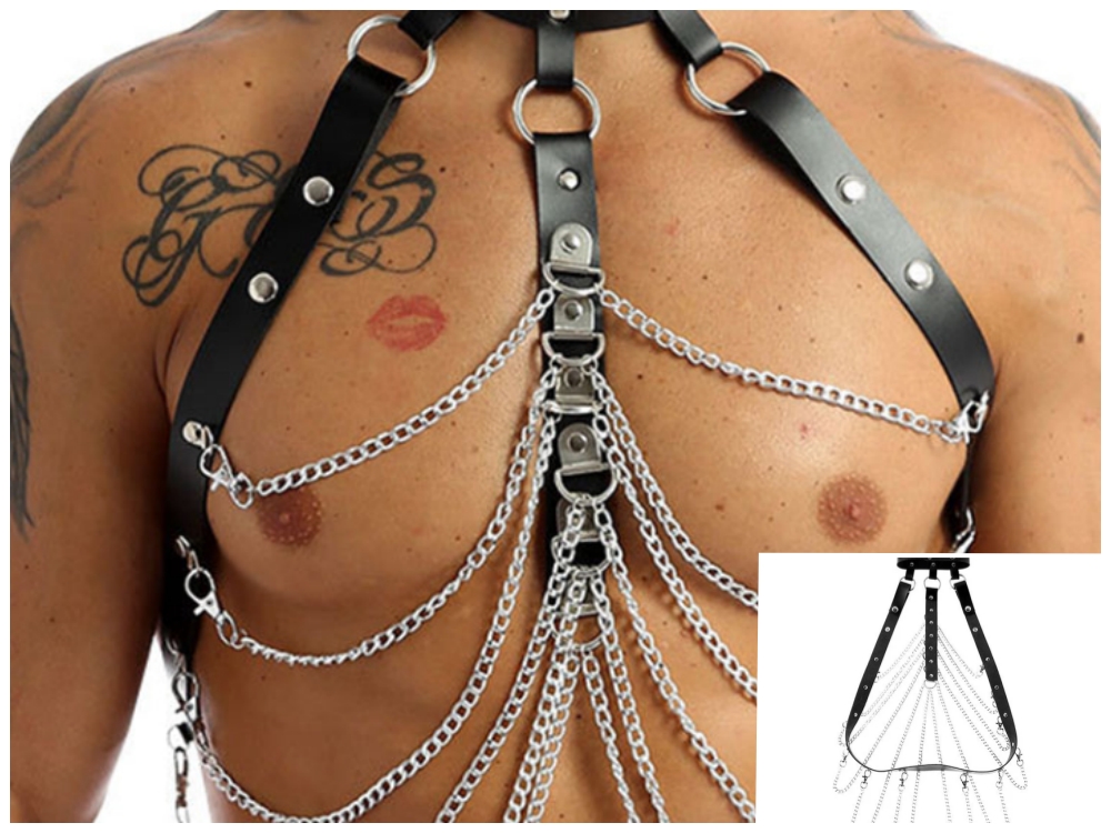 Mens Chain Link Fetish Harness